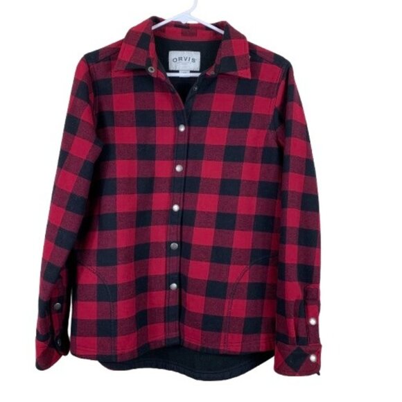 Orvis Women’s Red Plaid Fleece lined Shacket Size Medium - Picture 1 of 6